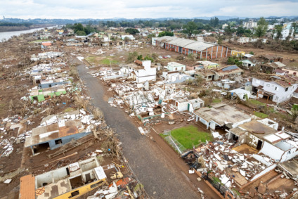 Destruição total na cidade gaucha Arroio do Meio por causas das enchentes