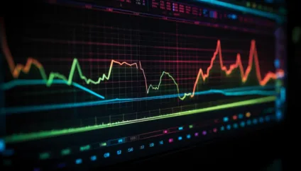 Glowing blue pulse trace on computer monitor symbolizes healthy heartbeat generated by artificial intelligence