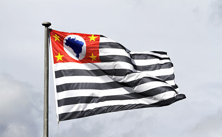 Foto da Bandeira do estado de São Paulo / Imagem ilustra a matéria: Tarifas dos EUA impactam economia de São Paulo; entenda