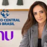 Foto de Letícia Moschioni, co-fundadora, sócia e mentora da Finscale, ao lado da logotipo do Nubank e do Banco Central do Brasil. Foto que ilustra matéria Agora não pode mais ser ‘bank’ Proposta do BC vira dor de cabeça para fintechs — e causou confusão até com o Nubank