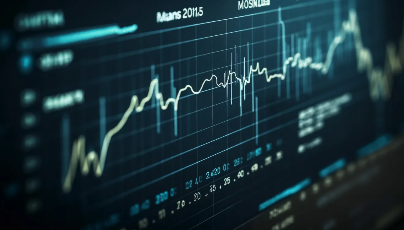 Financial figures analyzing stock market data for success generated by artificial intelligence