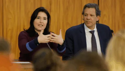 O ministro da Economia, Fernando Haddad, e a ministra do Planejamento e Orçamento, Simone Tebet (Foto: Reprodução)