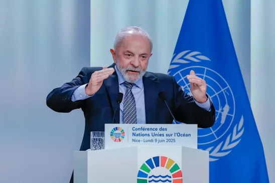 Presidente da República, Luiz Inácio Lula da Silva, durante sessão de abertura da III Conferência das Nações Unidas sobre os Oceanos (UNOC 3). Port Lympia, Nice - França. (Foto: Ricardo Stuckert / PR)