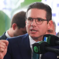 Presidente da Câmara dos deputados, Hugo Motta, durante coletiva à imprensa após a reunião de lideres.  (Foto: Lula Marques/Agência Brasil)