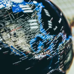 A selective closeup shot of a black globe