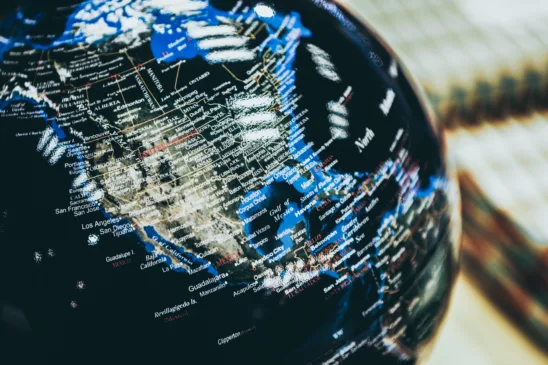 A selective closeup shot of a black globe