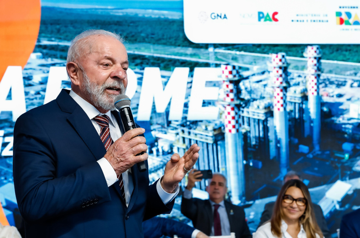Presidente da República, Luiz Inácio Lula da Silva, durante a cerimônia de inauguração da Usina Termelétrica GNA II, no Porto do Açu. (Foto: Ricardo Stuckert/PR)
