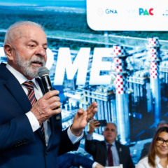 Presidente da República, Luiz Inácio Lula da Silva, durante a cerimônia de inauguração da Usina Termelétrica GNA II, no Porto do Açu. (Foto: Ricardo Stuckert/PR)