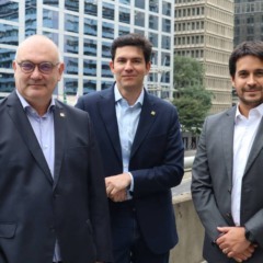 Executivos da Nomad, Danilo Igliori (economista-chefe), Lucas Vargas (CEO) e Caio Fasanella (diretor-executivo), em Nova York. (Foto: reprodução Divulgação)
