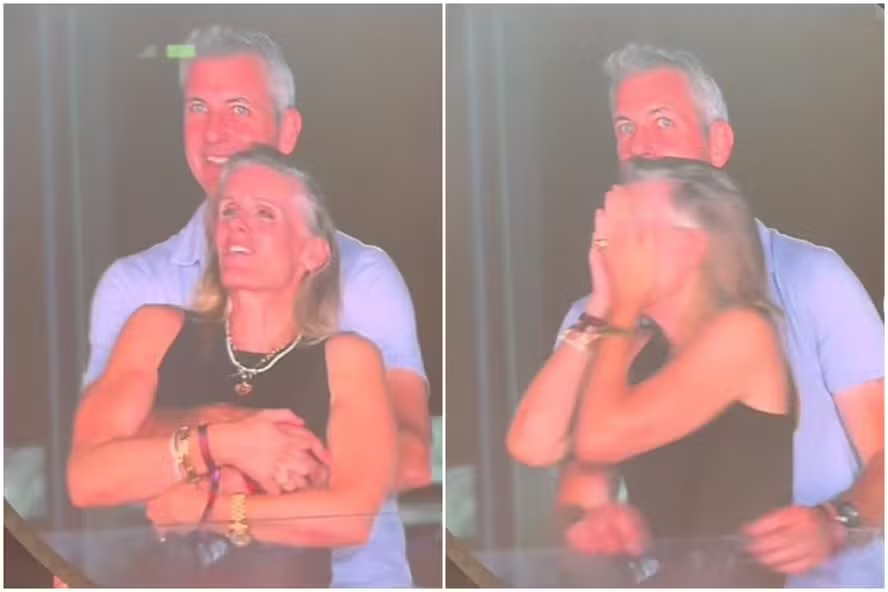 CEO da empresa de tecnologia Astronomer, Andy Byron, foi flagrado abraçado à chefe de recursos humanos da companhia, Kristin Cabot, durante show da banda Coldplay — Foto: Reprodução / TikTok