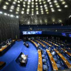 Plenário do Senado Federal durante sessão que deliberou projeto que assegura a isenção do Imposto de Renda para quem recebe até dois salários mínimos.

(Foto: Andressa Anholete/Agência Senado)