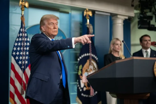 Donald Trump, presidente dos EUA, durante uma coletiva de imprensa (Foto: reprodução/White House)