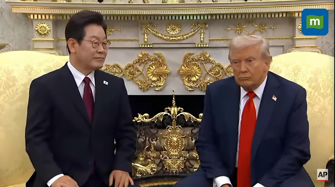 Lee e Trump durante transmissão de encontro na Casa Branca (Foto: Youtube/Moneycontrol)