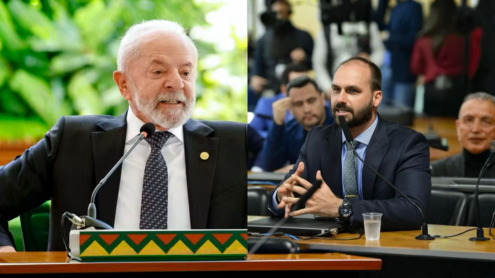 Foto do Presidente da República Luiz Inácio Lula da Silva e Eduardo Bolsonaro