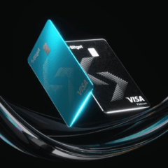 foto de dois cartões de credito. Um azul e um preto. São cartões de crédito veínculados a exchange bitget