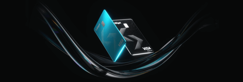 foto de dois cartões de credito. Um azul e um preto. São cartões de crédito veínculados a exchange bitget