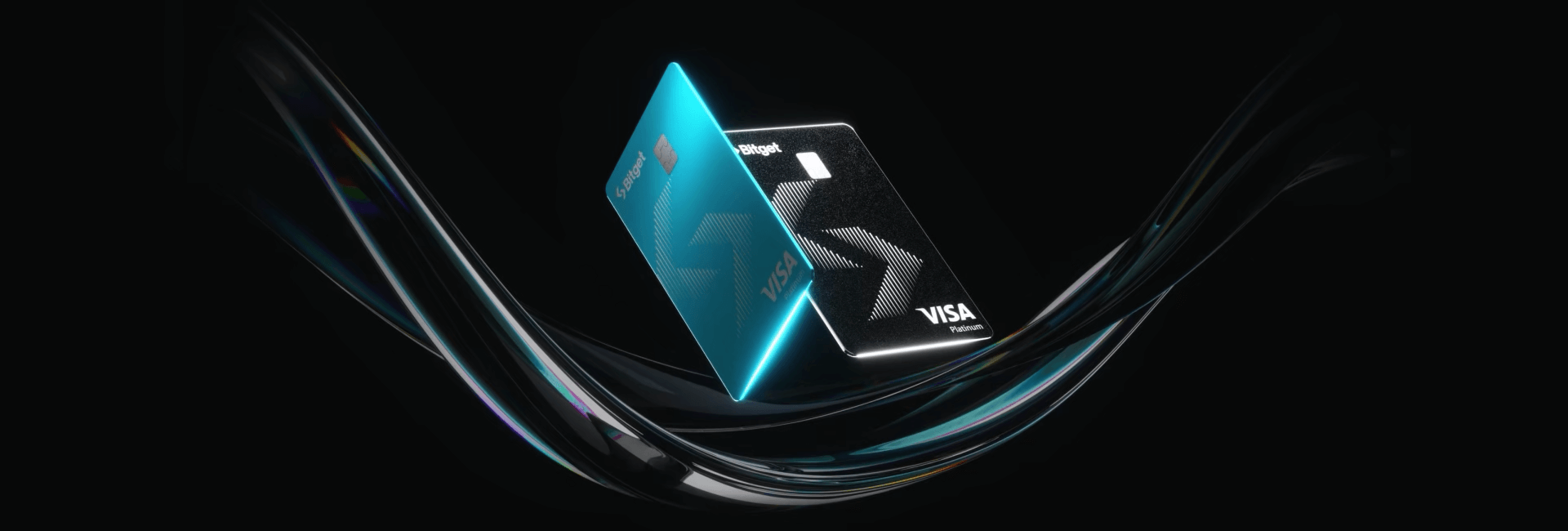 foto de dois cartões de credito. Um azul e um preto. São cartões de crédito veínculados a exchange bitget