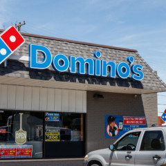 Greenfield - Circa June 2019: Domino's Pizza Restaurant. Domino's delivers more than 1 million pizzas a day V