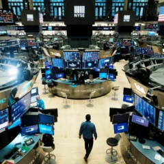 Bolsa NYSE, em Wall Street, durante a pandemia (Foto: Spencer Platt / Getty Images)