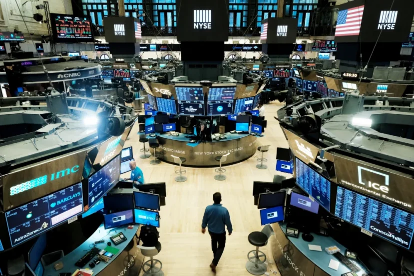 Bolsa NYSE, em Wall Street, durante a pandemia (Foto: Spencer Platt / Getty Images)