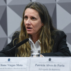 Diretora de Auditoria de Previdência da CGU (Controladoria-Geral da União), Eliane Viegas Mota, durante o depoimento na CPMI do INSS  (Foto: Carlos Moura/Agência Senado)