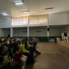 Kauan Miante durante uma das palestras (Foto: arquivo pessoal)