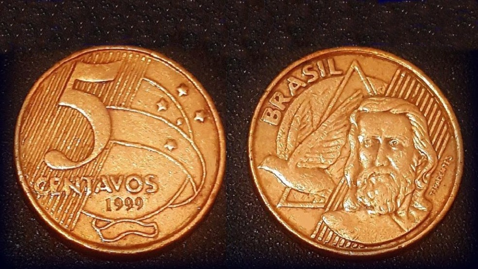 Moeda rara de cinco centavos de 1999 (Foto: reprodução/Correio do Estado)