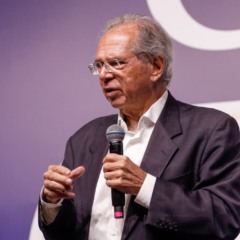 O ex-ministro da Fazenda do Governo Jair Bolsonaro, Paulo Guedes, durante o 8º Encontro Nacional da ANFIDC (Foto: reprodução/ Encontro Nacional da ANFIDC)