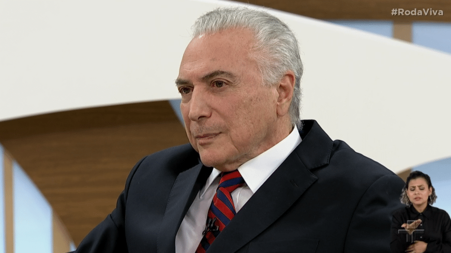 O ex-presidente Michel Temer (MDB) durante entrevista no programa Roda Viva. Foto: Reprodução