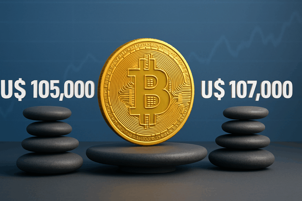 Bitcoin lateraliza entre US$ 105 mil e US$ 107 mil