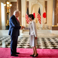 Encontro entre Donald Trump e Sanae Takaichi na Casa Branca (Foto: reprodução/White House)