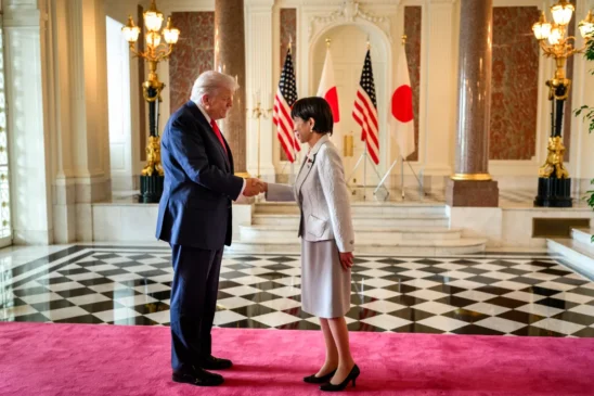 Encontro entre Donald Trump e Sanae Takaichi na Casa Branca (Foto: reprodução/White House)