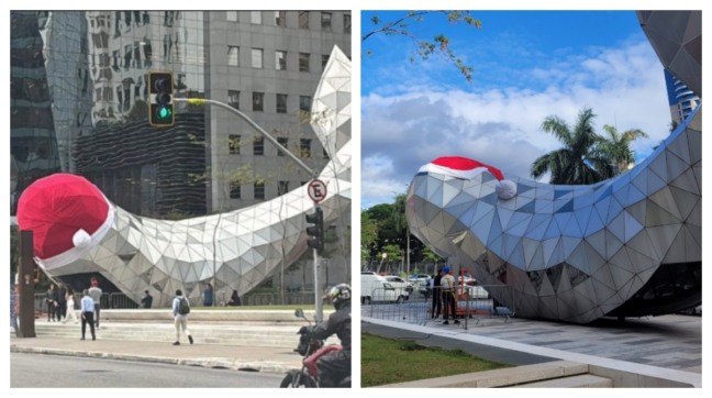 Antes e depois da decoração de Natal (Foto: reprodução/g1)