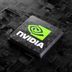 Chip da Nvidia com logo em preto