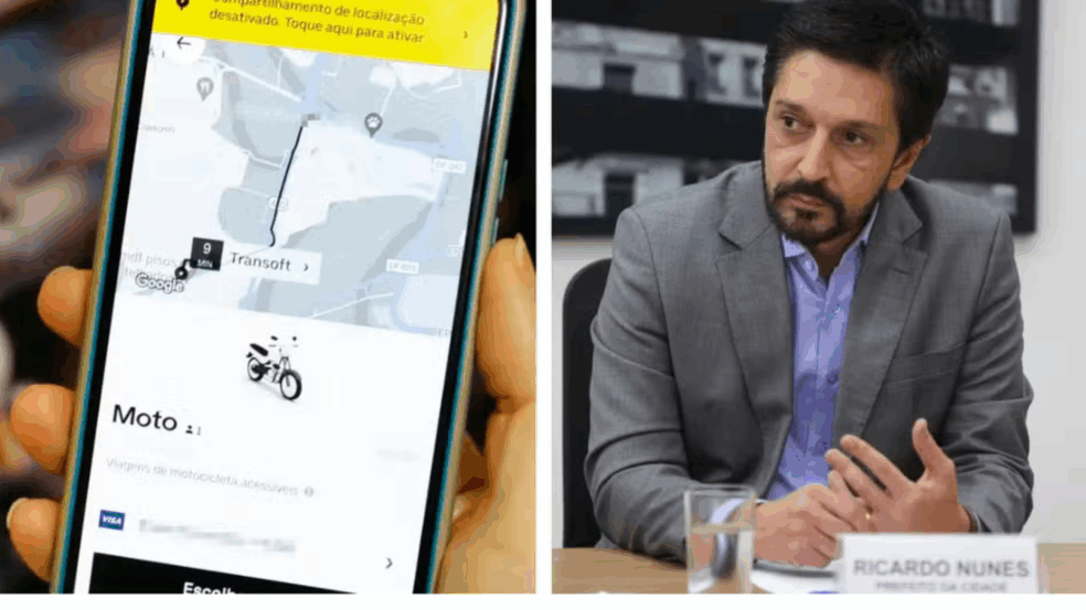 O prefeito de São Paulo, Ricardo Nunes (MDB), pretende publicar decreto de regulamentação das motos por aplicativo até 8 de dezembro. — Foto: Montagem/g1/Bruno Peres/Agência Brasil e Secom/PMSP

