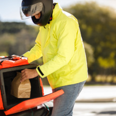 Delivery biker working.