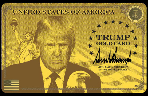 Imagem 'cartão ouro' da imigração americana, uma versão do 'green card' que custa um milhão de dólares. — Foto: Reprodução/trumpcard.gov