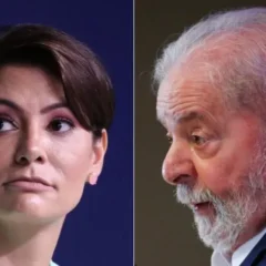 À esquerda, a ex-primeira-dama Michelle Bolsonaro (PL), e à direita, o presidente Luiz Inácio Lula da Silva (PT)