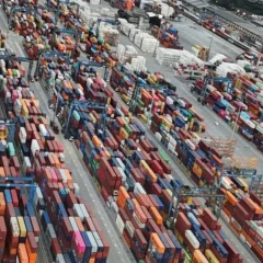 Imagem de drone mostra o Porto de Santos (SP)  &bull; 31/07/2025REUTERS/Jorge Silva/File Photo
